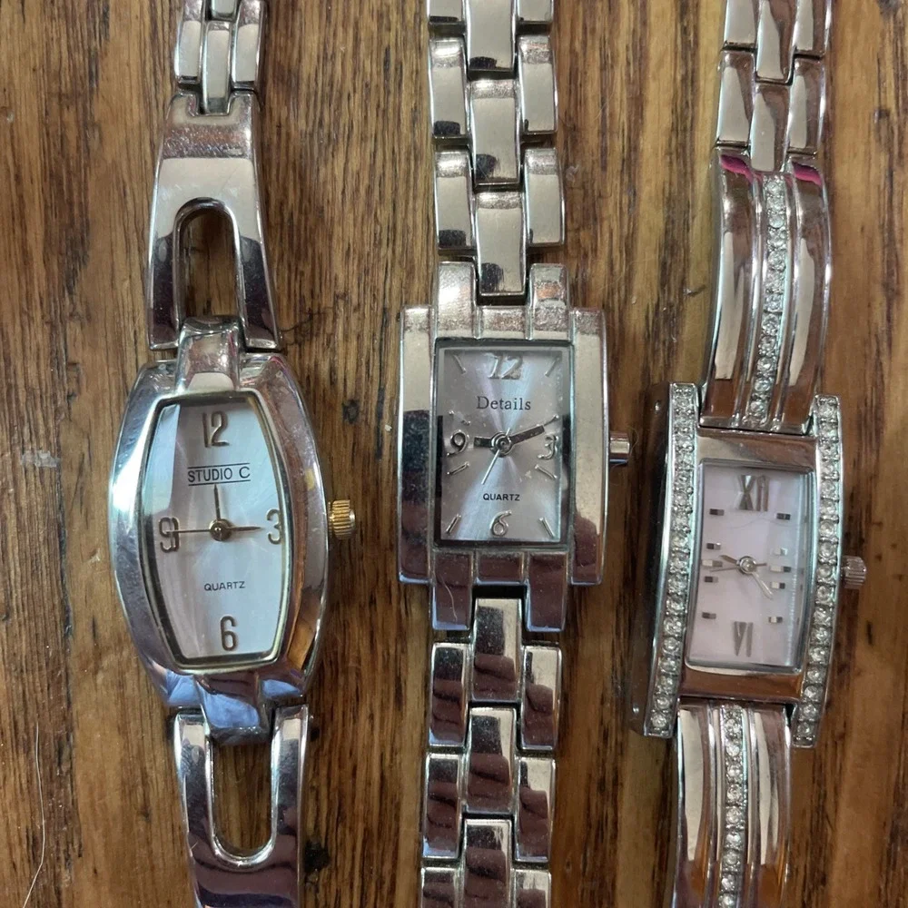 5 Vintage Watches Silver Tone Bracelet Quartz